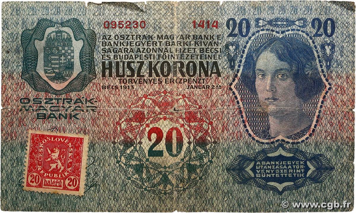 20 Haleru / 20 Korun TCHÉCOSLOVAQUIE  1919 P.002a TB