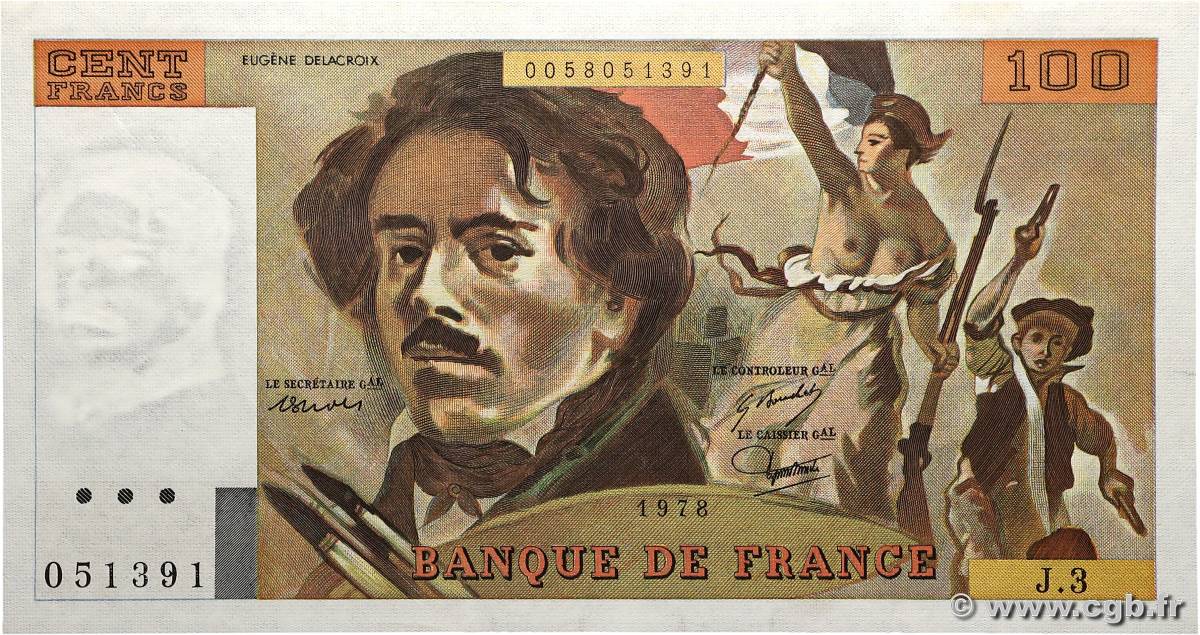 100 Francs DELACROIX FRANCE  1978 F.68.03 SPL+