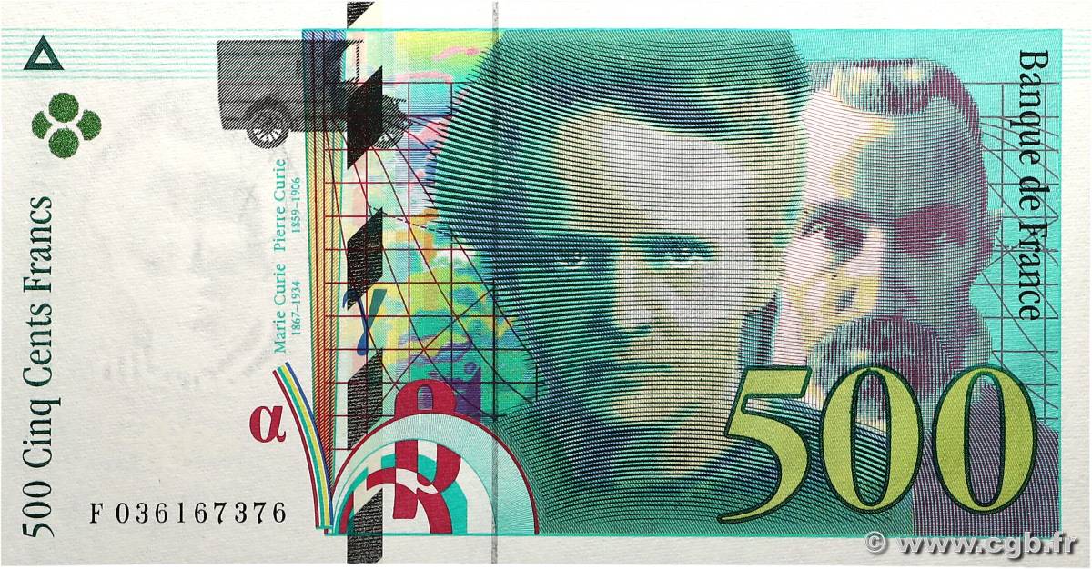 500 Francs PIERRE ET MARIE CURIE FRANCE  1996 F.76.03 NEUF