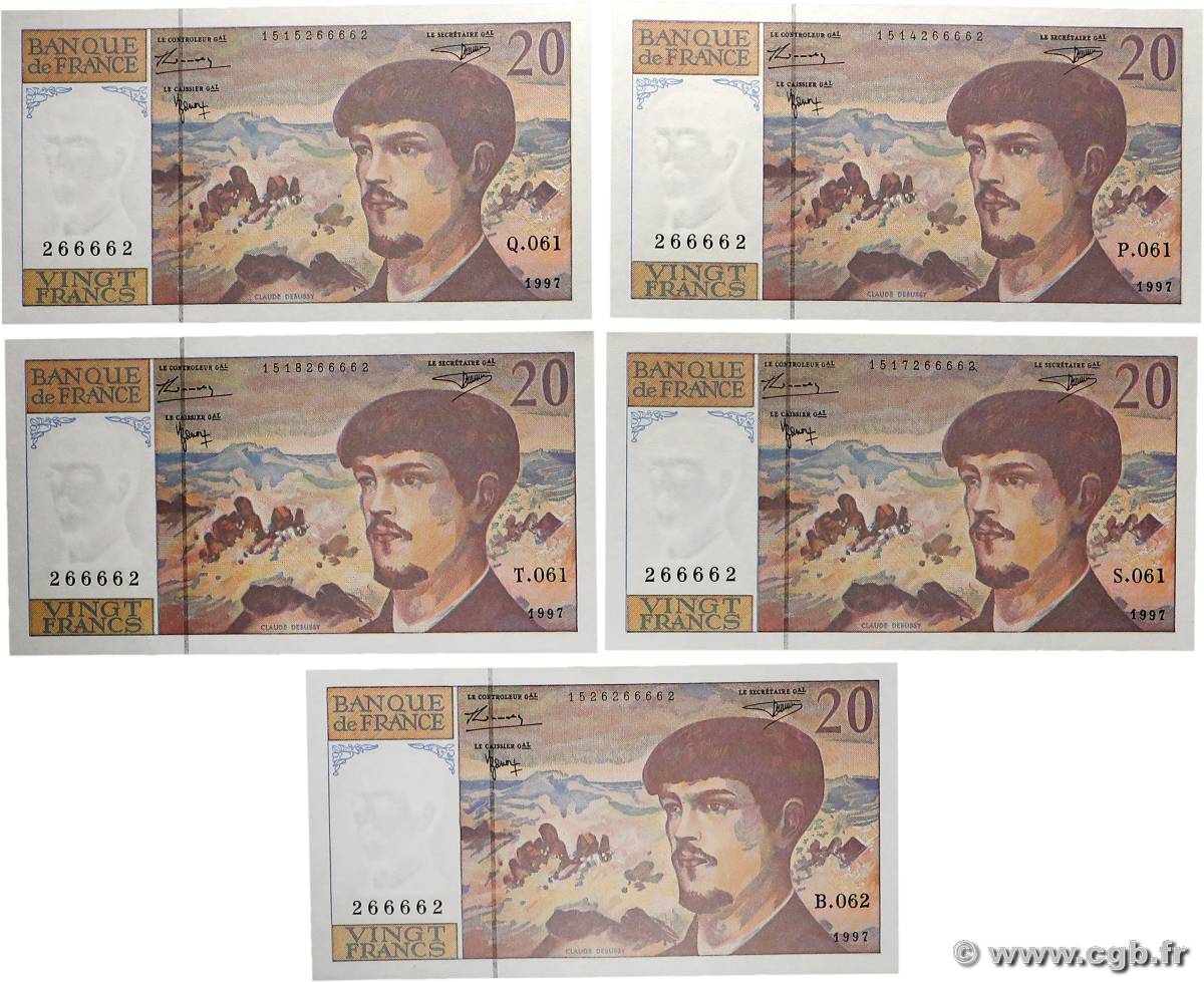 20 Francs DEBUSSY Modifié Lot FRANCE  1997 F.66ter.02 NEUF