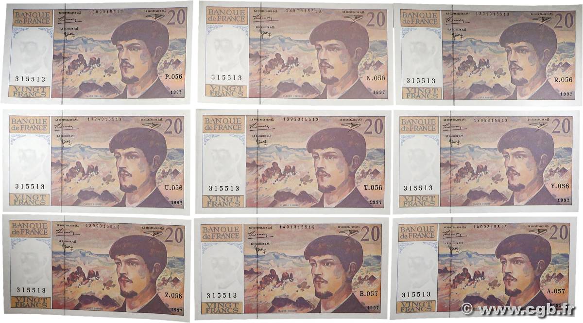 20 Francs DEBUSSY Modifié Lot FRANCE  1997 F.66ter.02 NEUF