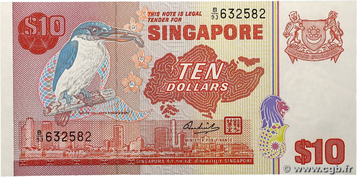 10 Dollars SINGAPOUR  1988 P.11b pr.NEUF
