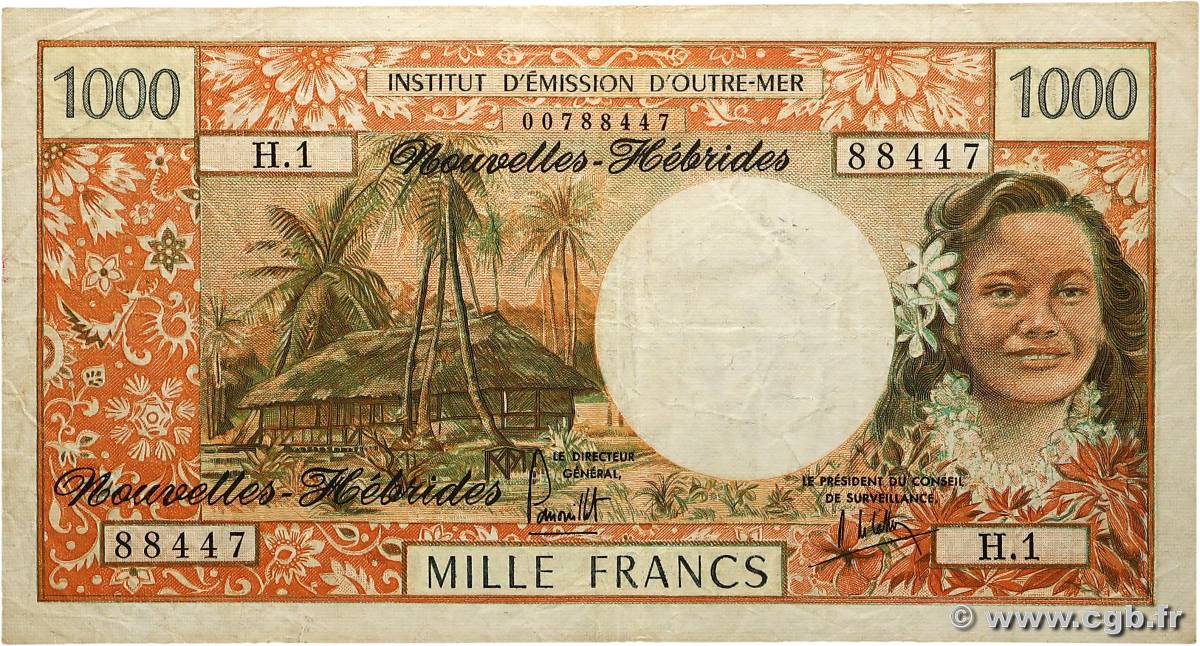 1000 Francs NOUVELLES HÉBRIDES  1975 P.20b TB