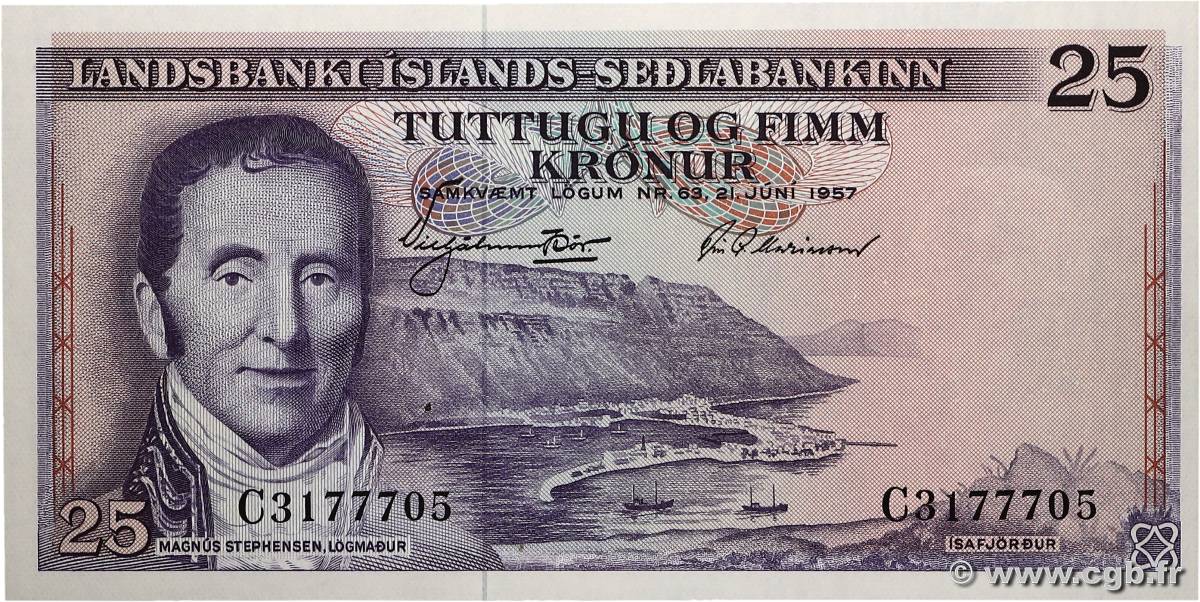 25 Kronur ICELAND  1957 P.39a UNC