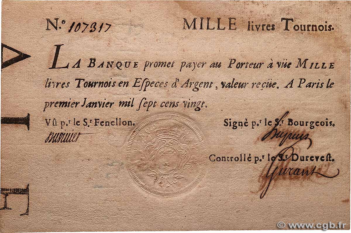 1000 Livres Tournois typographié Faux FRANCIA  1720 Dor.29x EBC