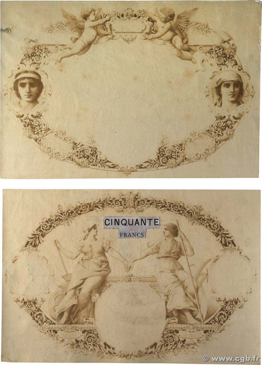 50 Francs type 1884 - À filigrane dégagé Photo FRANCE  1884 F.A47.00p SUP