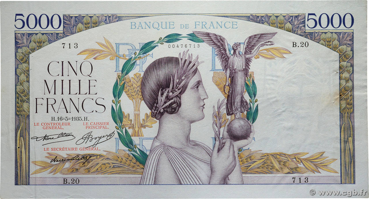 5000 Francs VICTOIRE FRANCE  1935 F.44.02 SUP