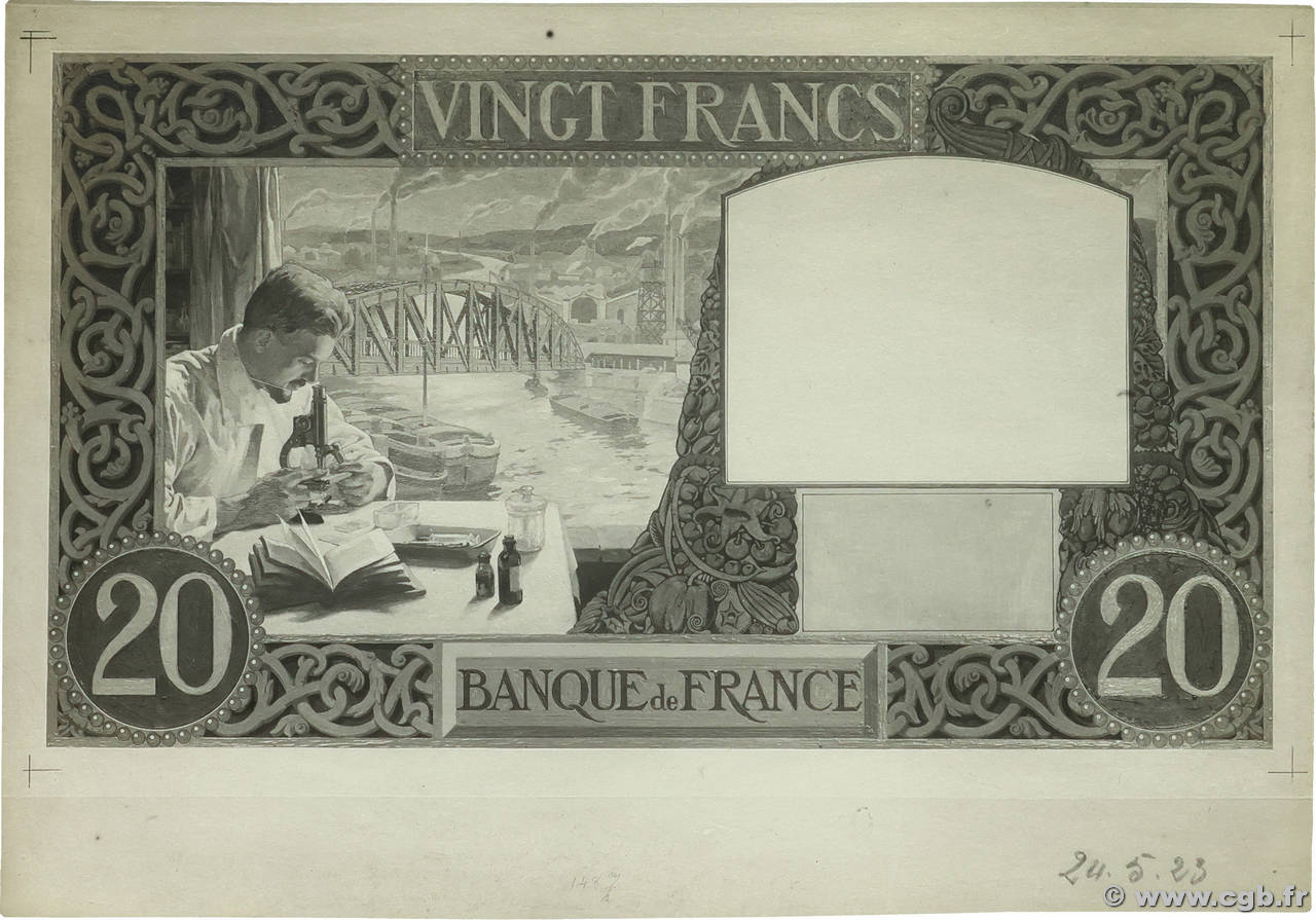 20 Francs TRAVAIL ET SCIENCE Photo FRANCE  1923 F.12.00p NEUF