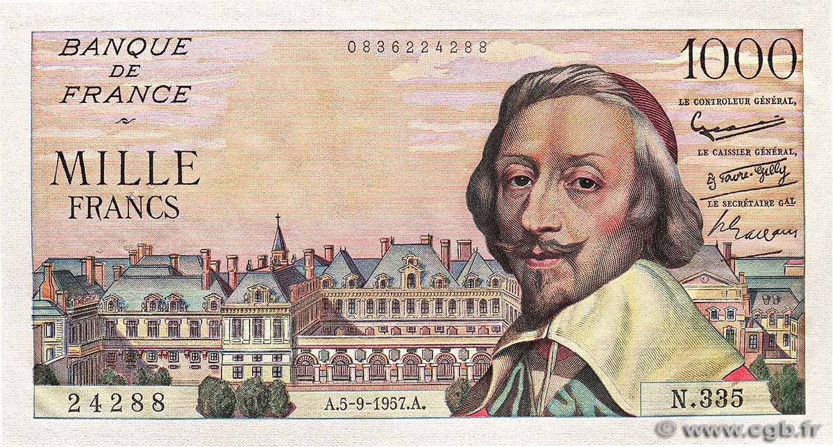 1000 Francs RICHELIEU FRANCIA  1957 F.42.26 EBC+