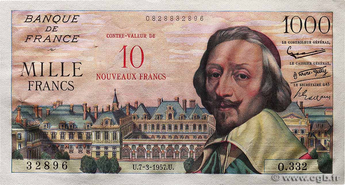 10 NF sur 1000 Francs RICHELIEU FRANCIA  1957 F.53.01 EBC+