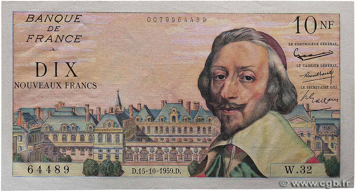 10 Nouveaux Francs RICHELIEU FRANCIA  1959 F.57.03 SC