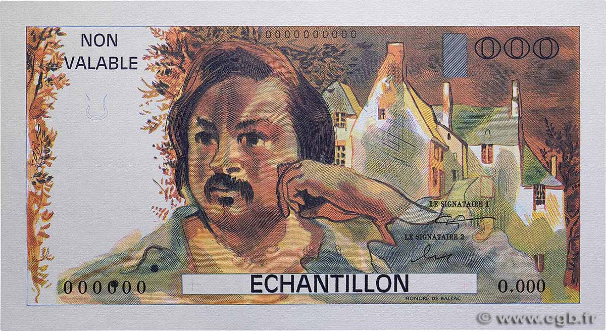 1000 Francs BALZAC Épreuve FRANCE  1980 EC.1980.01 NEUF
