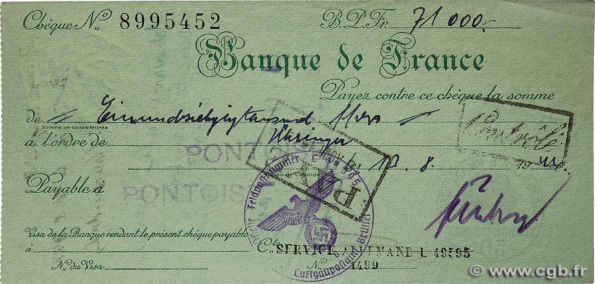71000 Francs FRANCE regionalismo y varios  1944 BDF-Ch SC