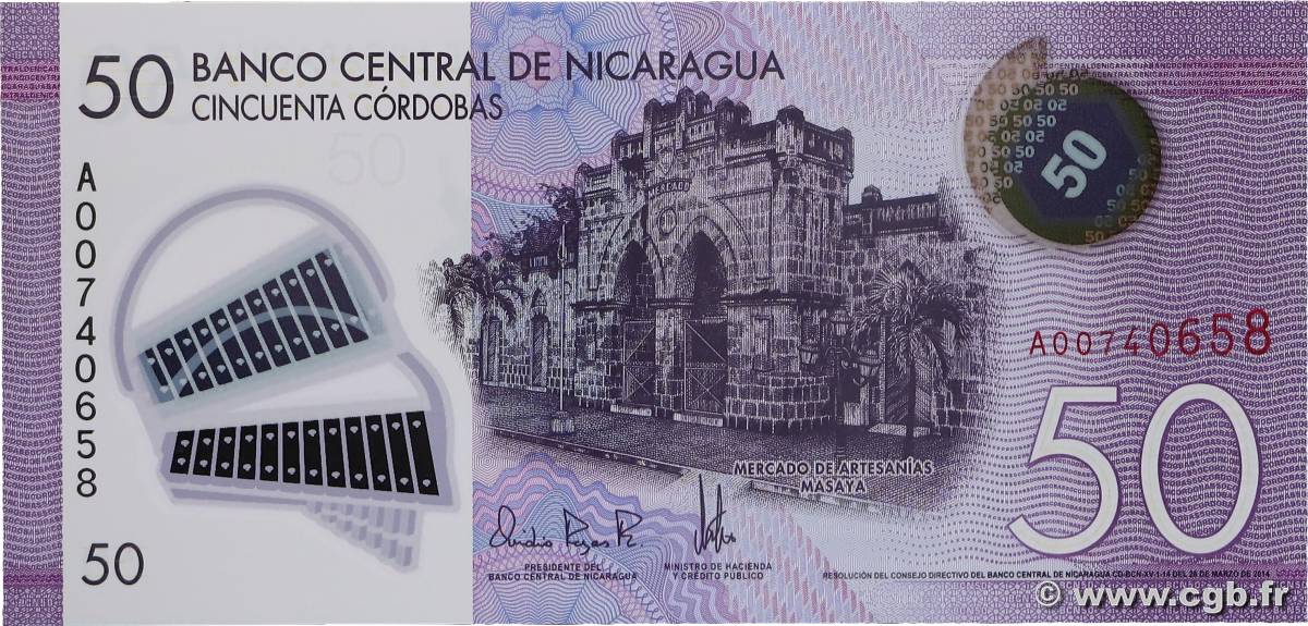 50 Cordobas NICARAGUA  2014 P.211a NEUF