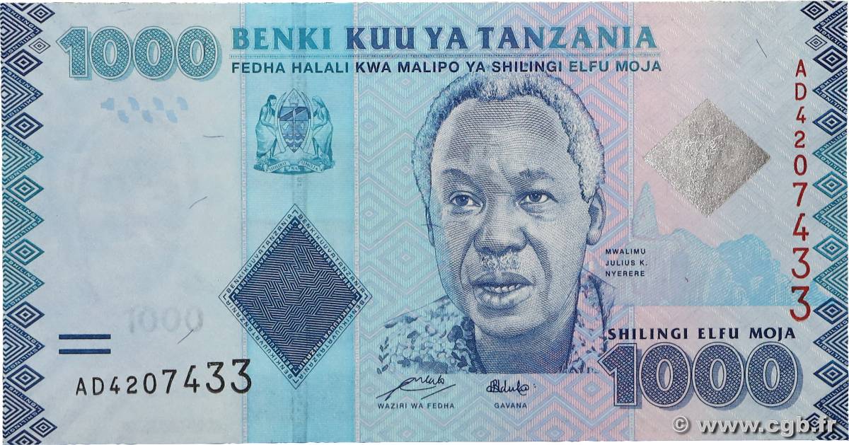 1000 Shilingi TANZANIE  2019 P.41c NEUF