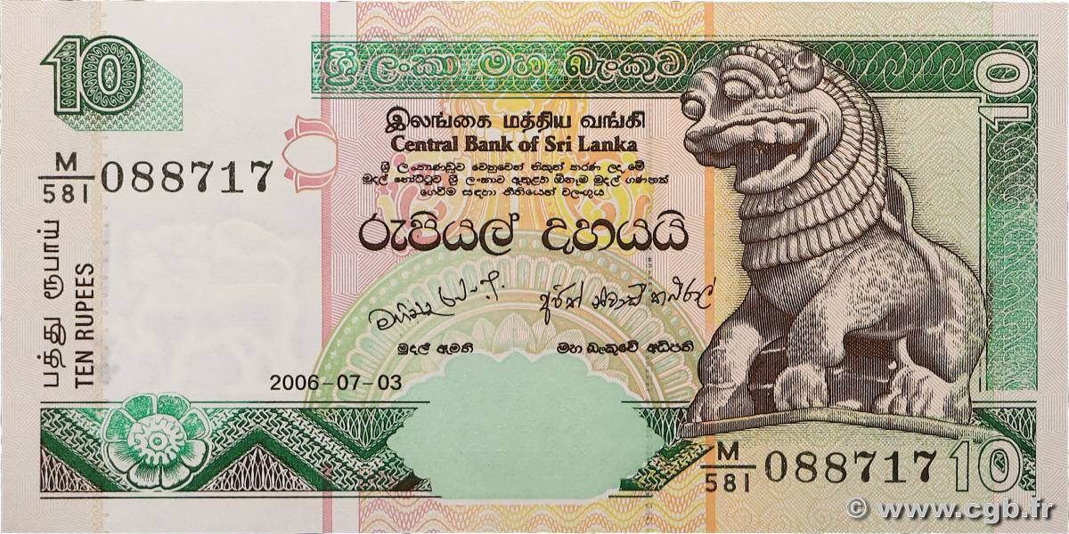 10 Rupees SRI LANKA  2006 P.108f P.109e P.110f NEUF