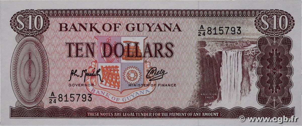 10 Dollars GUYANA  1992 P.23f NEUF