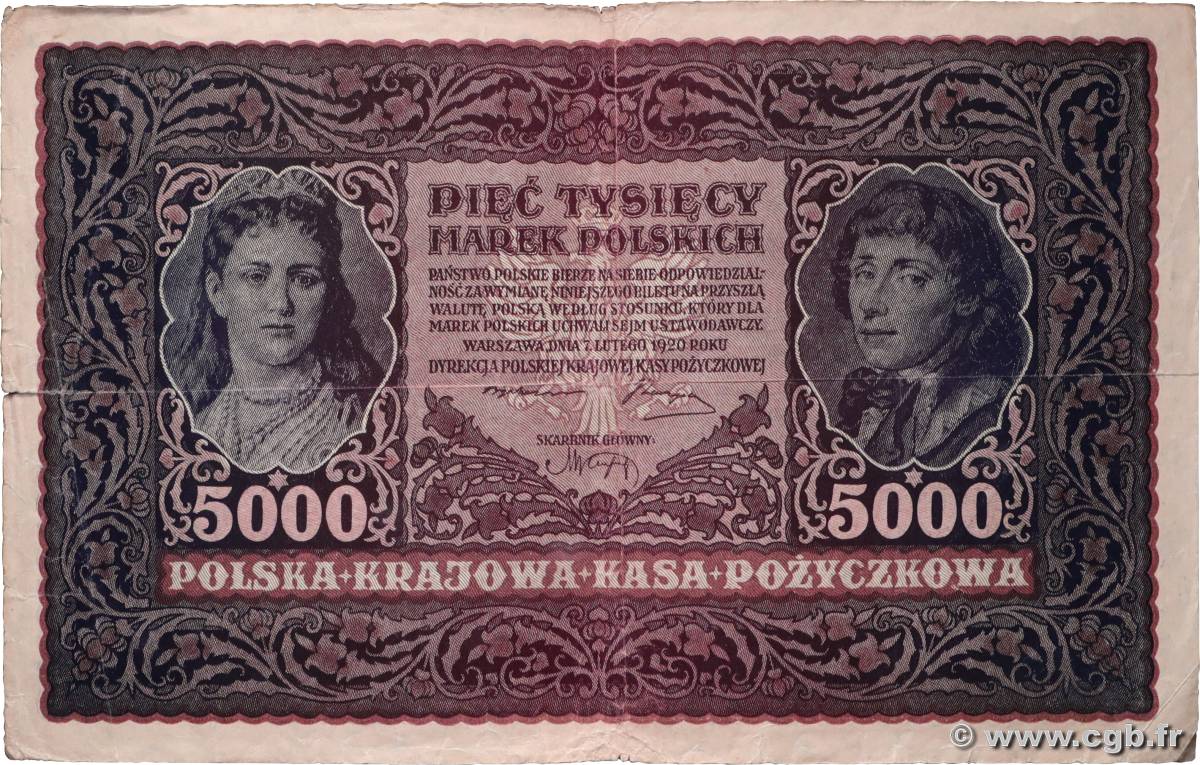 5000 Marek POLOGNE  1920 P.031 TB+