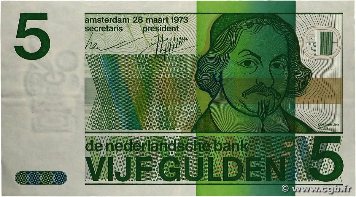 5 Gulden PAYS-BAS  1973 P.095a TTB+