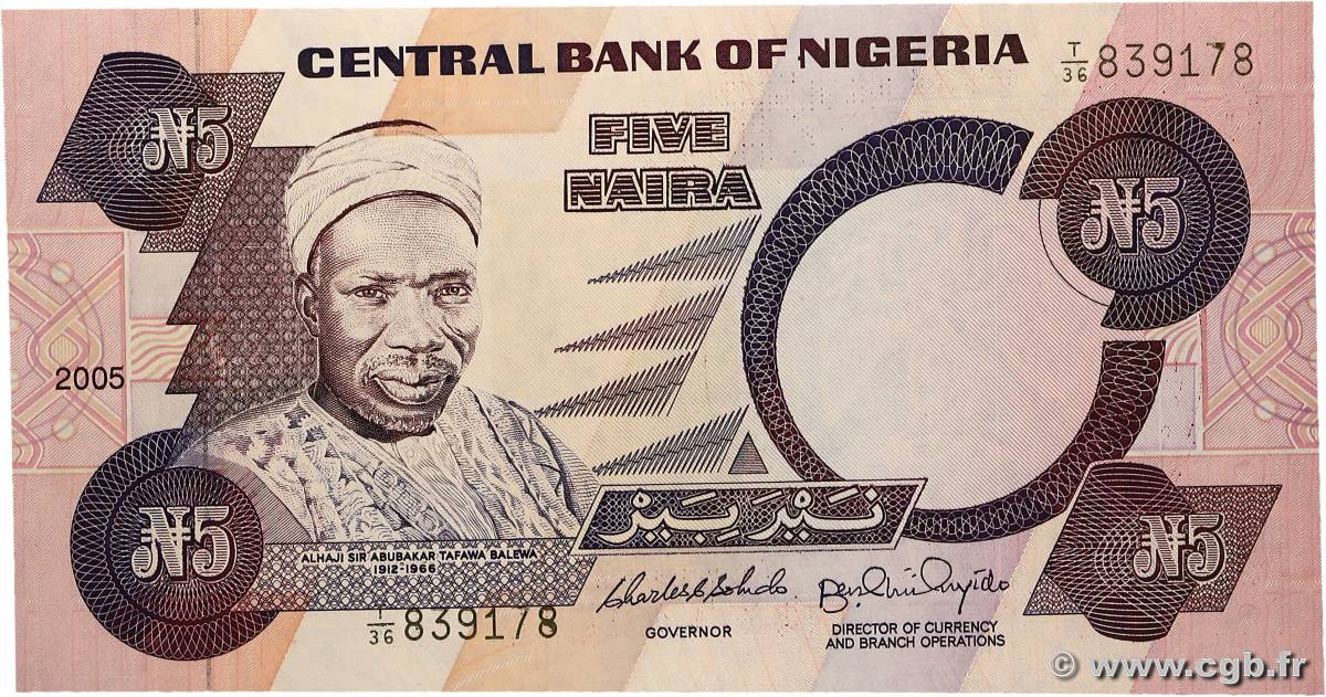 5 Naira NIGERIA  2005 P.24j pr.NEUF