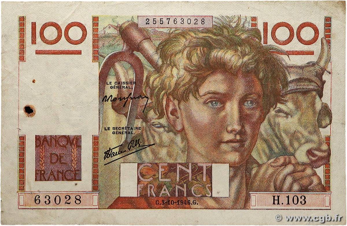 100 Francs JEUNE PAYSAN FRANCE  1946 F.28.09 TB