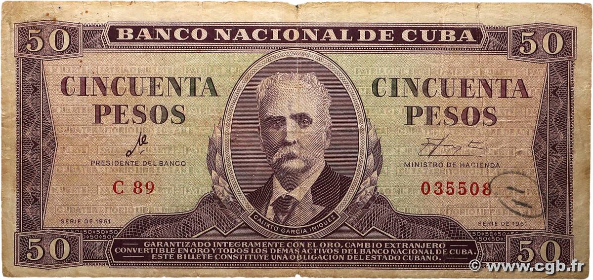 50 Pesos CUBA  1961 P.098a q.MB