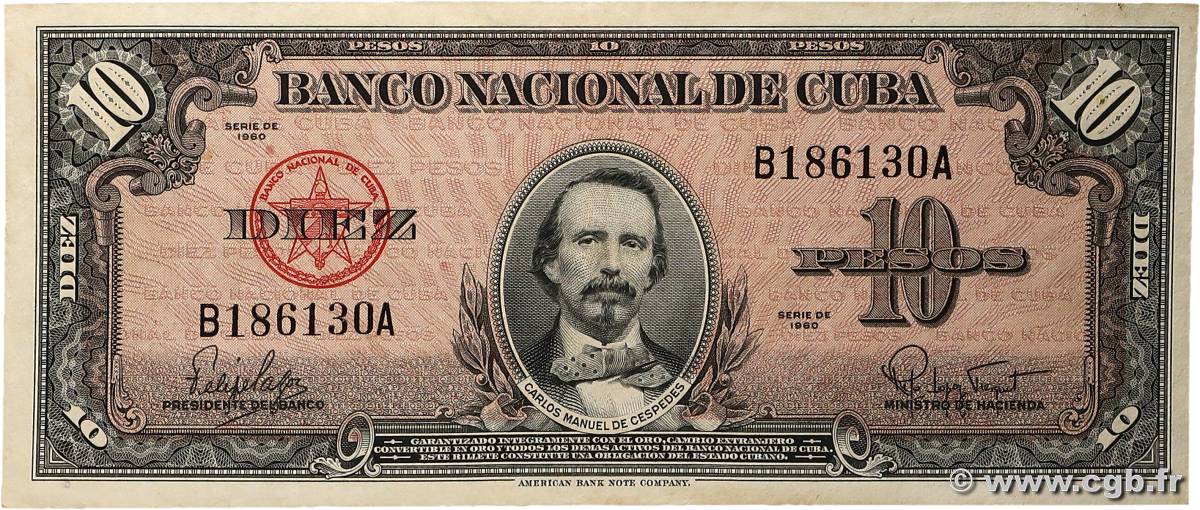 10 Pesos CUBA  1960 P.079b SPL