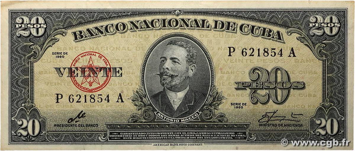 20 Pesos  CUBA  1960 P.080c VF+