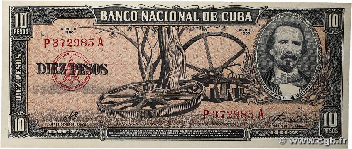 10 Pesos CUBA  1960 P.088c q.FDC