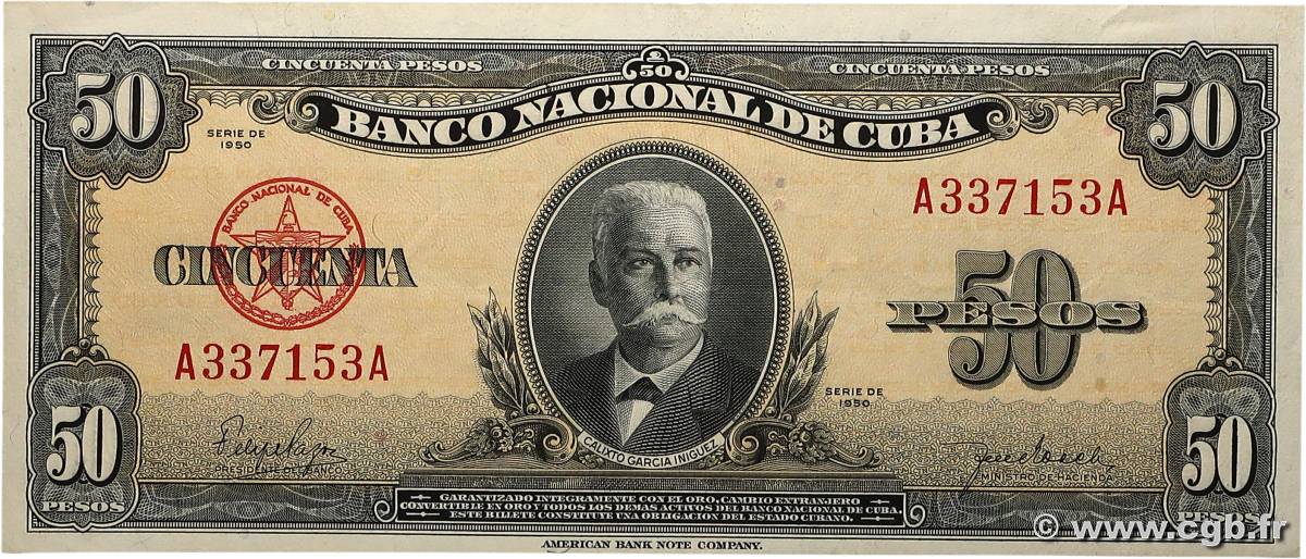 50 Pesos CUBA  1950 P.081a q.SPL
