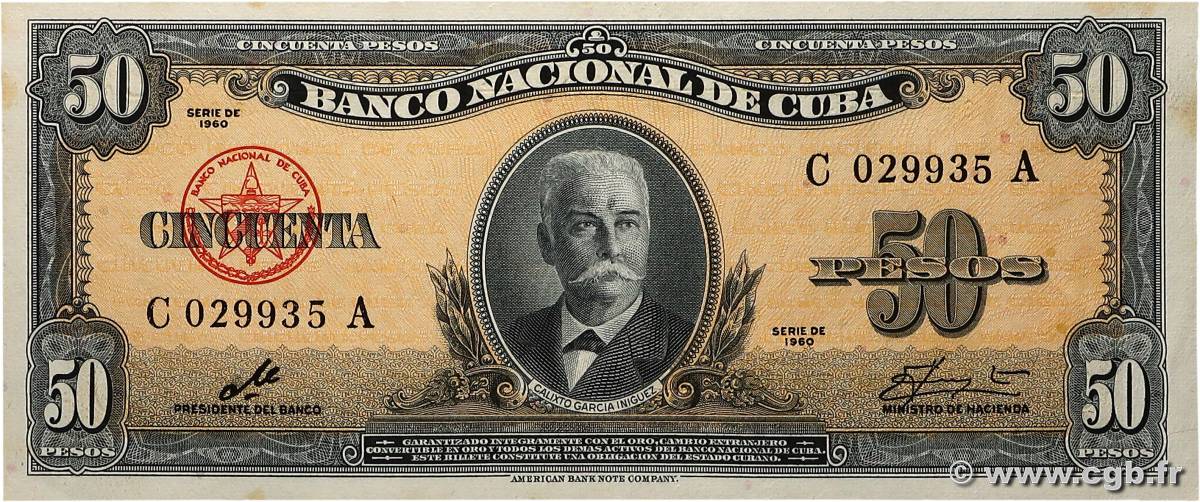 50 Pesos CUBA  1960 P.081c AU+