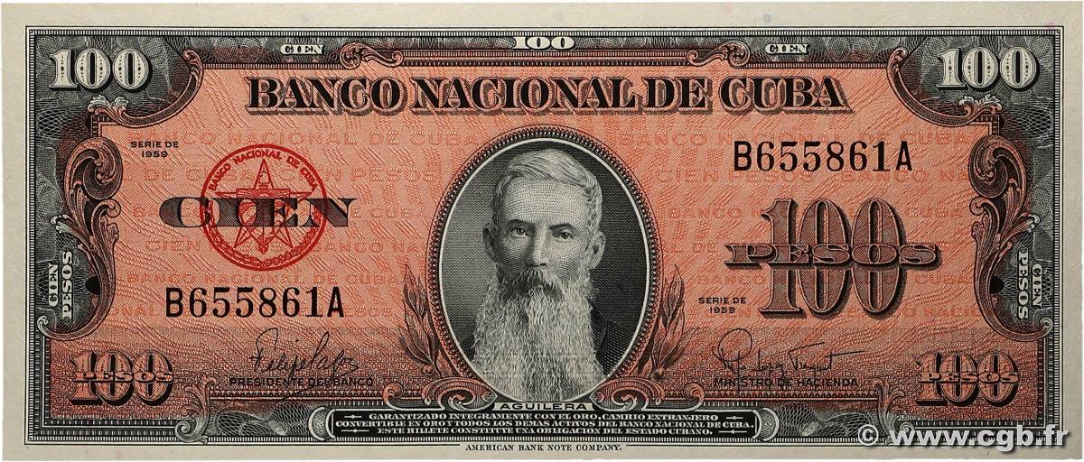 100 Pesos CUBA  1959 P.093a q.FDC