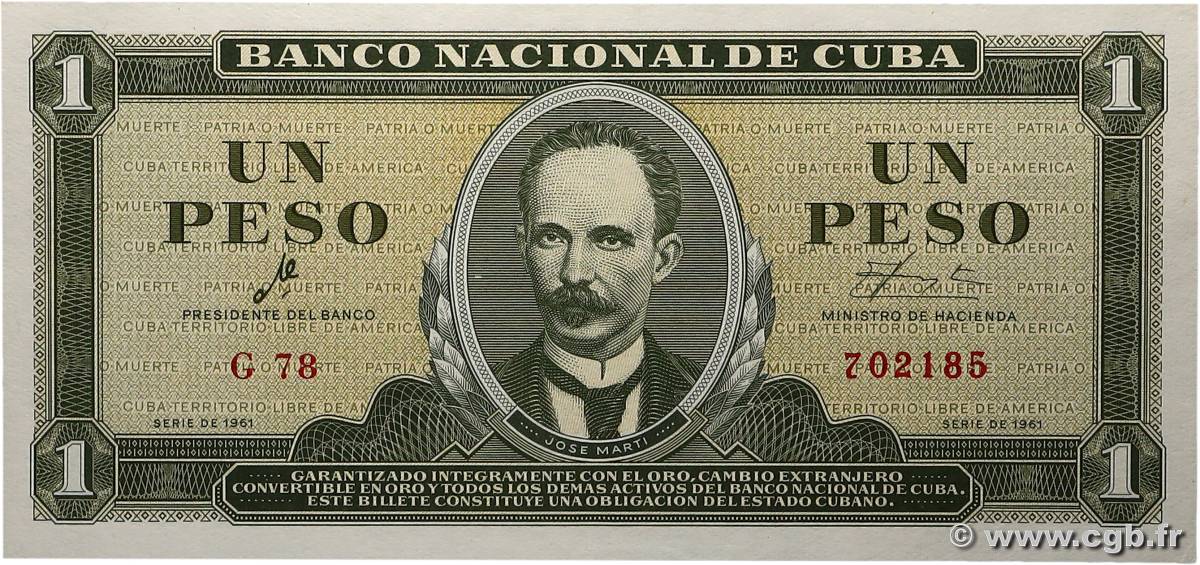 1 Peso CUBA  1961 P.094a q.FDC