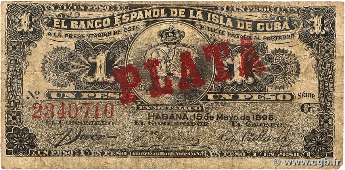 1 Peso CUBA  1896 P.047b MB