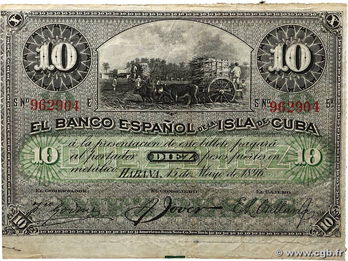 10 Pesos CUBA  1896 P.049d BB