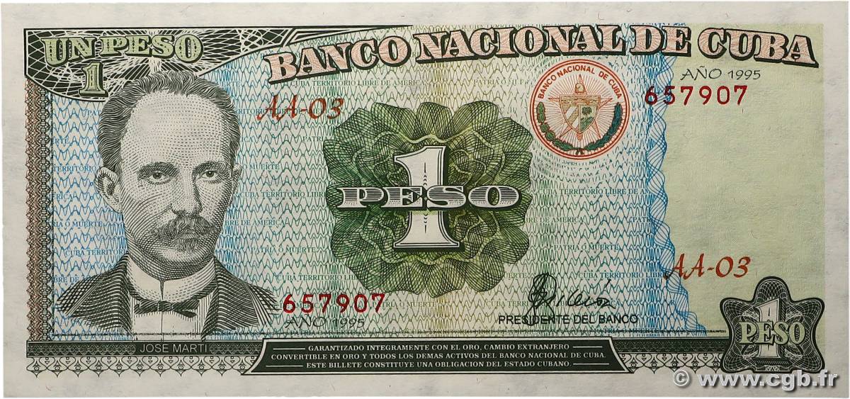 1 Peso CUBA  1995 P.112 FDC
