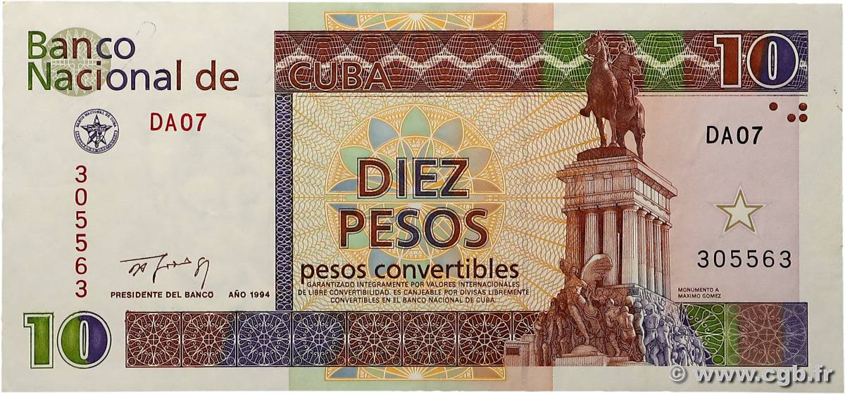 10 Pesos Convertibles CUBA  1994 P.FX40 SPL