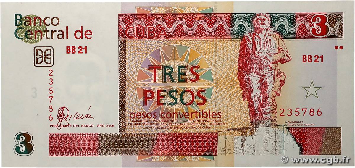 3 Pesos CUBA  2006 P.FX47 FDC
