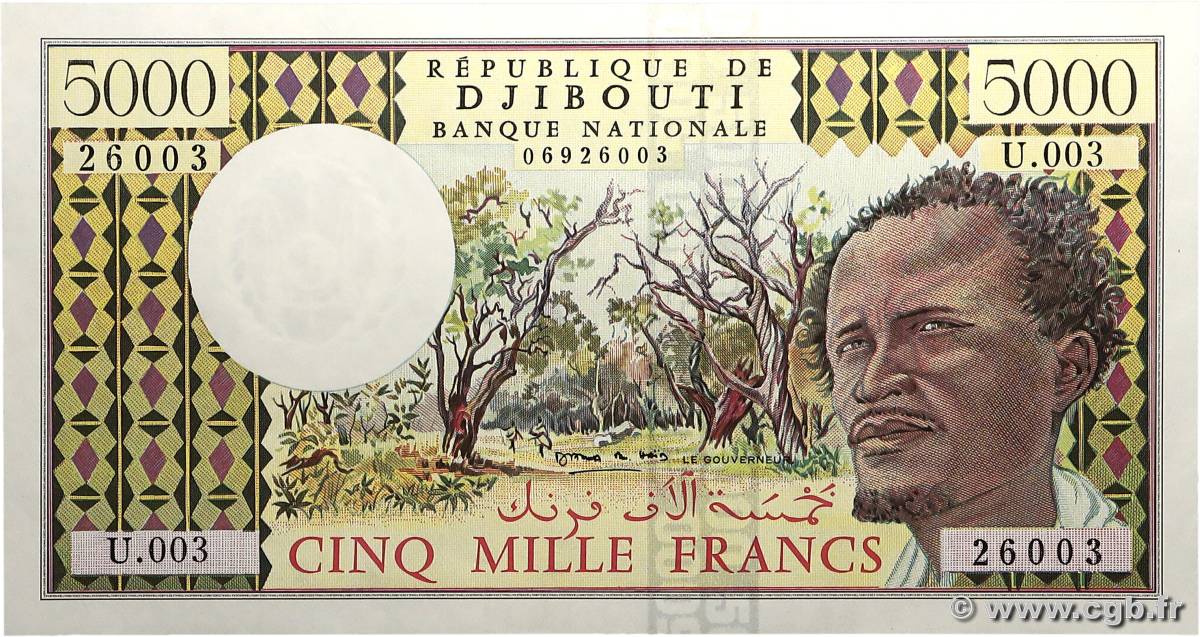 5000 Francs DJIBOUTI  1991 P.38d pr.NEUF