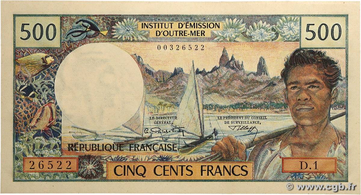 500 Francs NEW CALEDONIA  1970 P.60a AU+