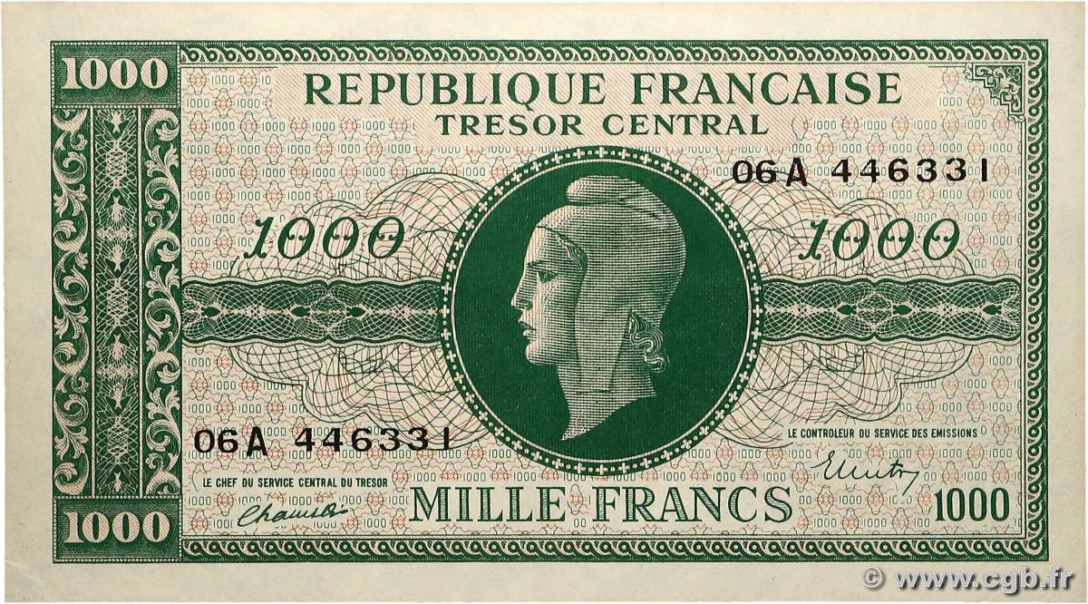 1000 Francs MARIANNE BANQUE D ANGLETERRE FRANCE  1945 VF.12.01 SPL+