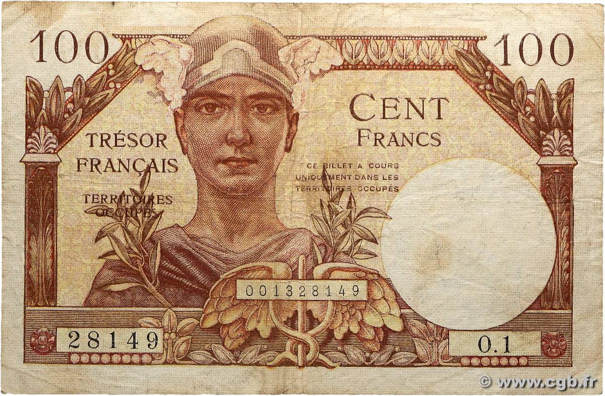 100 Francs TRÉSOR FRANÇAIS FRANCE  1947 VF.32.01 TB