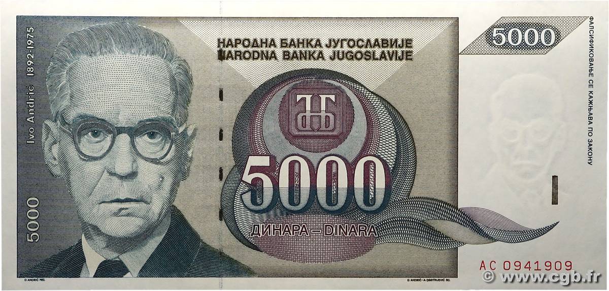 5000 Dinara YOUGOSLAVIE  1992 P.115 pr.NEUF
