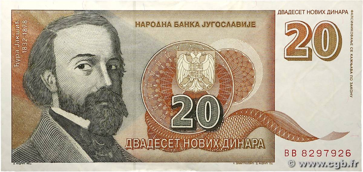 20 Novih Dinara YUGOSLAVIA  1994 P.150 q.SPL