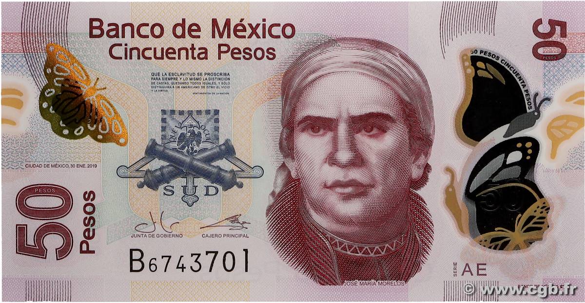 50 Pesos MEXIQUE  2019 P.123Aae NEUF