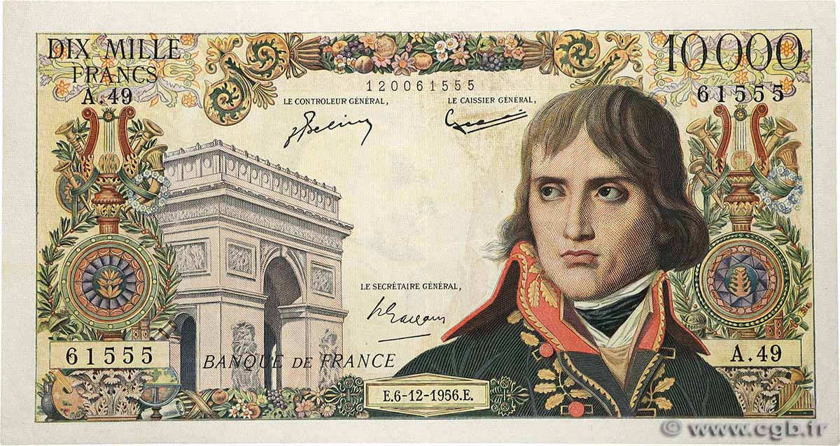 10000 Francs BONAPARTE FRANCE  1956 F.51.06 TTB
