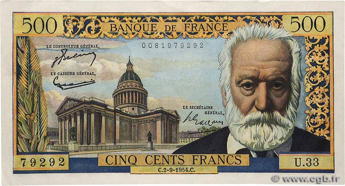 500 Francs VICTOR HUGO FRANCE  1954 F.35.03 XF