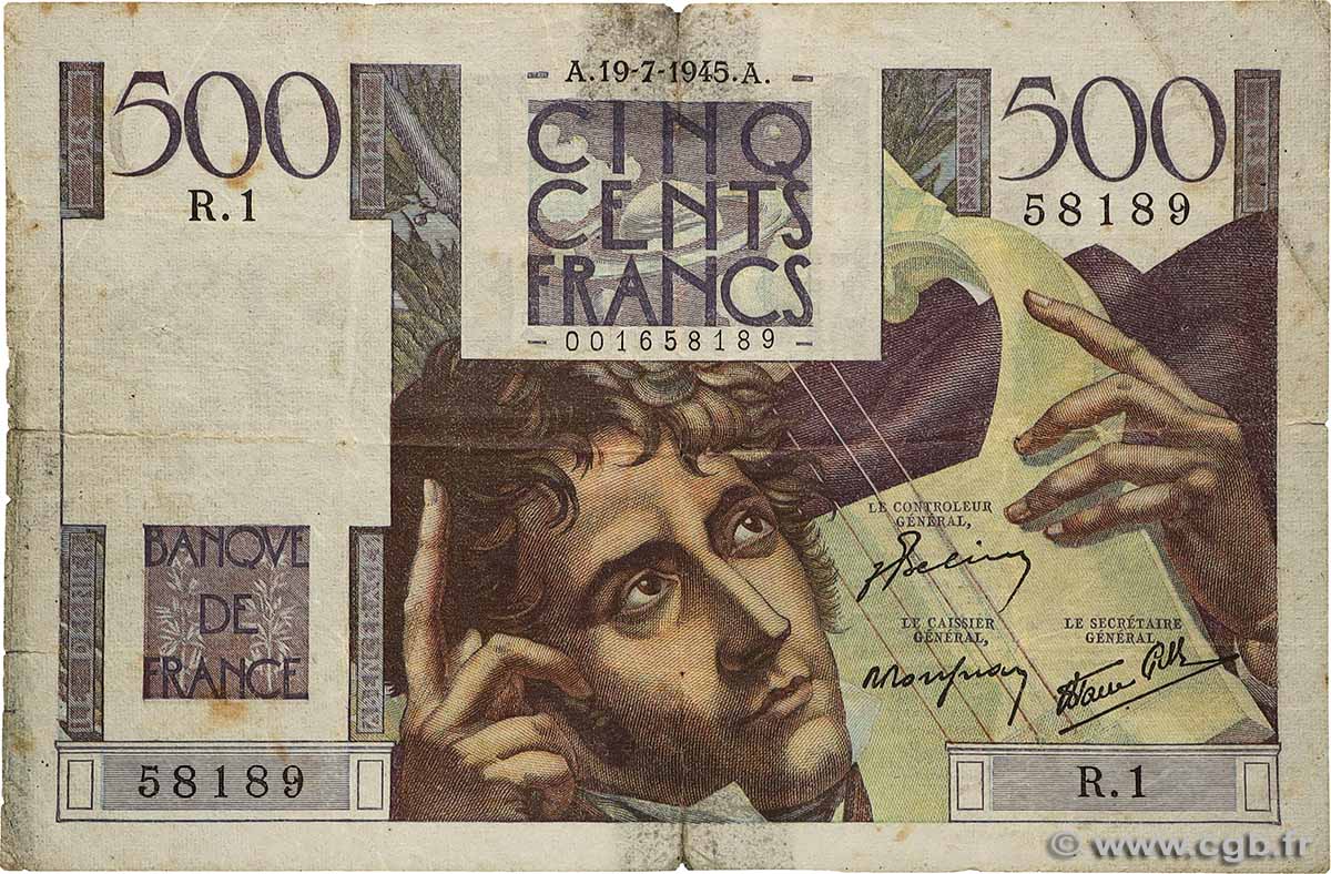 500 Francs CHATEAUBRIAND FRANCE  1945 F.34.01 G