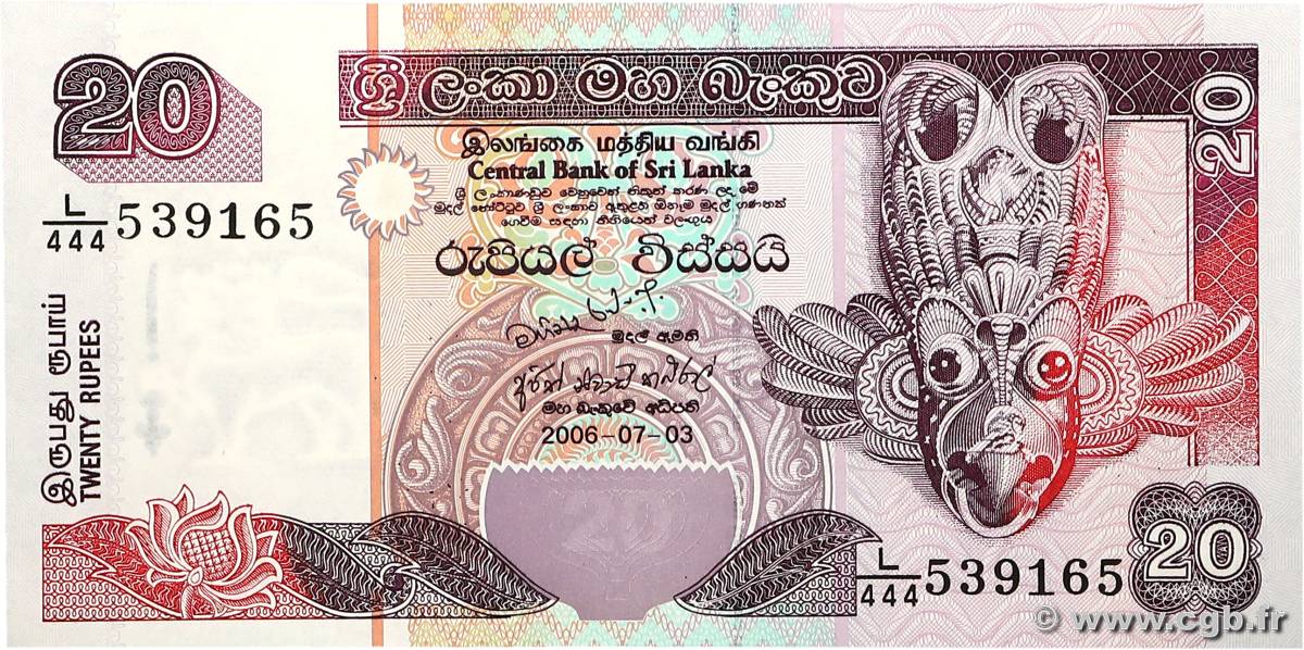 20 Rupees SRI LANKA  2006 P.109e UNC
