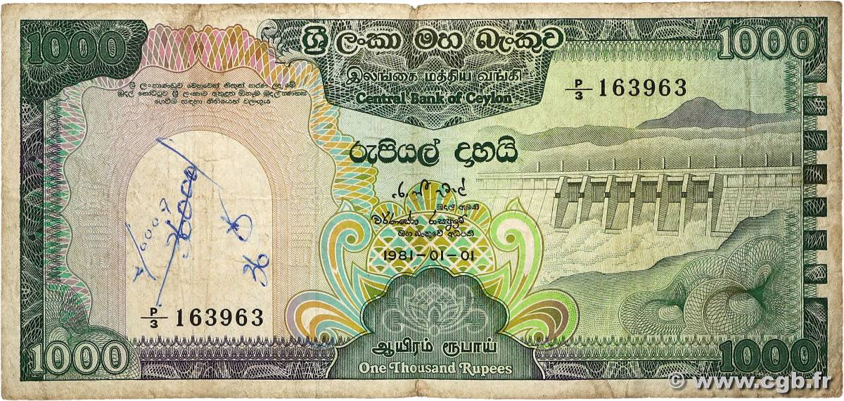 1000 Rupees CEYLON  1981 P.090 q.MB